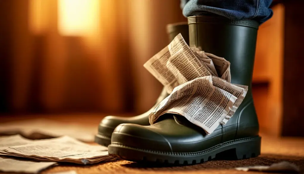 Zeitungspapier in nassen Gummistiefeln – der Trick, der Schimmel und Geruch über Nacht eliminiert